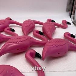 Lot 10 Mini Pink Flamingo Yard Ornaments Stakes Lawn Plastic Statues Blow Mold