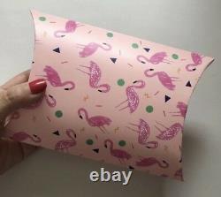 Lot 3 Pink Flamingo Bird Paper Pillow Gift Box Party Favor Birthday Present Wrap