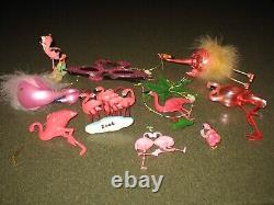 Lot of 10 Vintage Flamingo Christmas Tree Ornaments Various Sizes