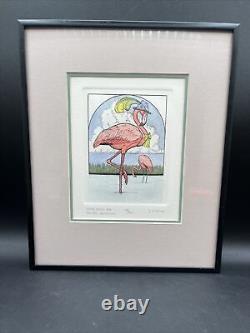 Lucius DuBose Some Birds Are Never Satisfied Flamingo Bird Signed Ltd Ed Frame