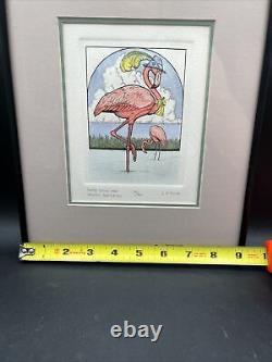 Lucius DuBose Some Birds Are Never Satisfied Flamingo Bird Signed Ltd Ed Frame
