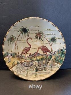 Majolica Gualdo Tadino Mastro Giorgio Flamingo Bird Wall Hanging Plate 12 Italy