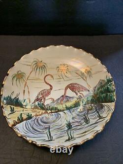 Majolica Gualdo Tadino Mastro Giorgio Flamingo Bird Wall Hanging Plate 12 Italy