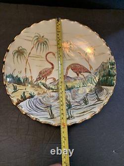 Majolica Gualdo Tadino Mastro Giorgio Flamingo Bird Wall Hanging Plate 12 Italy