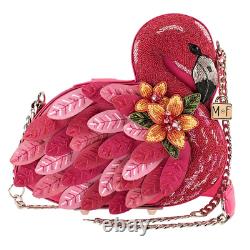 Mary Frances Ruffle My Feathers Beaded Crossbody Flamingo Handbag