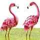 Metal Pink Flamingo Birds Statue Set Lawn Garden Patio Ornament Yard Realistic