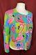 Michael Simon Flamingo Cardigan Button Front Sweater Pearl Embellished Size P/s