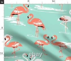 Mint + Pink Flamingo Bird Coral Beach 100% Cotton Sateen Sheet Set by Roostery