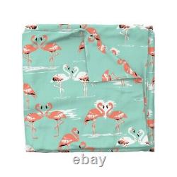 Mint + Pink Flamingo Bird Coral Beach Summer Sateen Duvet Cover by Roostery