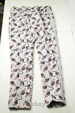 Mr. Turk Adrian Tux Trousers Pants Gray Pink Flamingo Birds 29