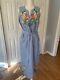 Nwt Boden Grey Blue Chambray Embroidered Flamingos, Flowers, Limes Linen Dress 8r