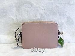 NWT Kate Spade Flamingo crossbody Bag, strawithleather appliqué Double zip Pink