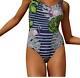 Nwt Onia Kelly L Pink Flamingos Stripe Swimsuit One Piece $195 Tank Maillot Navy