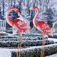 Natelf Pink Flamingo Yard Decorations, Metal Garden Statues And Sculptures, S