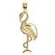 New 14k Yellow Gold Flamingo Bird Pendant