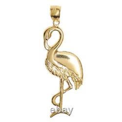 New 14k Yellow Gold Flamingo Bird Pendant