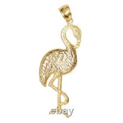 New 14k Yellow Gold Flamingo Bird Pendant