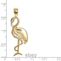 New 14k Yellow Gold Flamingo Bird Pendant