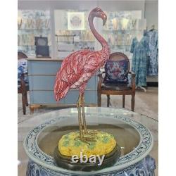 New FIGURAL PORCELAIN AND BRONZE ORMOLU FLAMINGO BIRD figurine sculpture