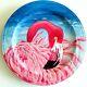 Original Pink Flamingo Hand Painted Ceramic Plate Art Tristina Dietz Elmes