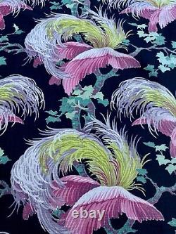 PINK Flamingo WINGS Birds Art Deco Miami Beach Barkcloth Vintage Fabric PILLOWS