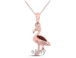 PInk Flamingo Bird Charm Pendant Necklace in 10K Rose Pink Gold