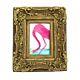 Painting Pink Flamingo Mixed Media On Board In Vintage Frame Art Decor Gift
