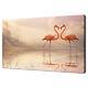 Pair Of Pink Flamingos In Love Birds At Sunset Canvas Print Wall Art Picture