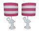 Pair Of Flamingo Table Lamps Birds Tropical Coastal