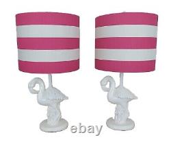 Pair of Flamingo Table Lamps Birds Tropical Coastal