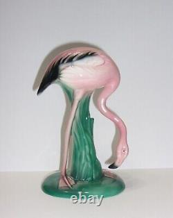 Pair of Will George California Pottery Pink Flamingo Figurines Preening Bending