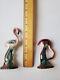 Pair Of Vtg Pink Flamingos Mid Century Modern, Ceramic, 5 1/2 And 4 Inches