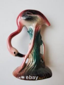 Pair of vtg pink flamingos Mid Century Modern, Ceramic, 5 1/2 and 4 inches