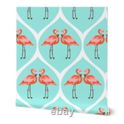 Peel-and-Stick Removable Wallpaper Flamingo Aqua Blue Pink Birds And Flamingos