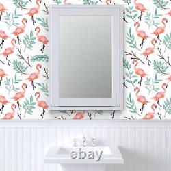 Peel-and-Stick Removable Wallpaper Flamingo Bird Animal Watercolor Leaves