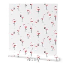 Peel-and-Stick Removable Wallpaper Flamingo Birds Zoo Kids Tropical Organic Pink