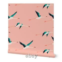 Peel-and-Stick Removable Wallpaper Flamingo Pink Coastal Coast Ocean Bird