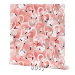 Peel-and-Stick Removable Wallpaper Flamingos Pink Birds Animals Taupe Tropical