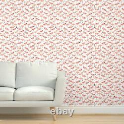 Peel-and-Stick Removable Wallpaper Pink Watercolor Flamingo Birds White