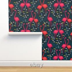 Peel-and-Stick Removable Wallpaper Vibrant Flamingo Birds Love Nature Tropical