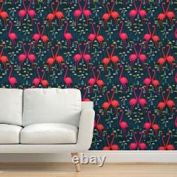 Peel-and-Stick Removable Wallpaper Vibrant Flamingo Birds Love Nature Tropical