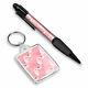 Pen & Keyring (rectangle) Pink Flamingo Pattern Tropical Bird #46066
