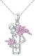 Pink Bird Flamingo Pendant Necklace Gifts For Women 925 Silver Sterling Jewelry
