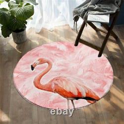 Pink Feather Flamingo Bird Animal Round Rug Carpet Mat Living Room Bedroom