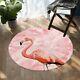 Pink Feather Flamingo Bird Animal Round Rug Carpet Mat Living Room Bedroom