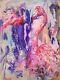 Pink Flamingo Abstract Love Art Original Oil Painting Author Artist Svinaroksana
