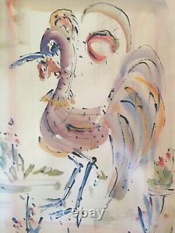 Pink Flamingo Bird Watercolor by Jo Birdsey Lindberg BERMUDA WC ORIGINAL SIGNED