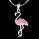 Pink Flamingo Bird Made With Swarovski Crystal Charm 18 Chain Jewelry Necklace