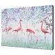 Pink Flamingo Birds In Delicate Garden Fantasy Canvas Print Wall Art Picture
