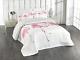 Pink Flamingo Coverlet Set King Size, Exotic Birds Watercolors Nature Of Brazil